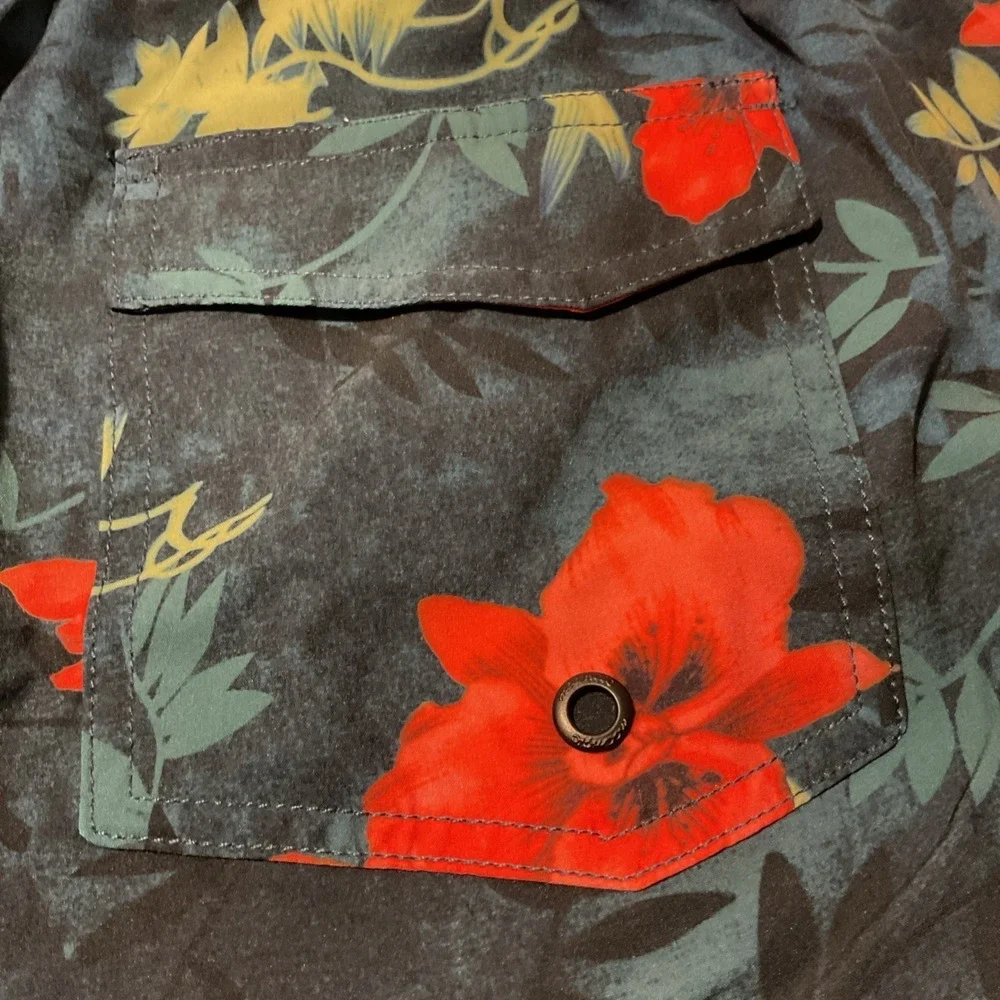 Maamgic‎ Mens XXL Swim Trunks Tropical Floral Hibiscus Board Shorts Red Teal NEW